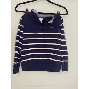 Vineyard Vines Target Blue White‎ Striped Quarter Zip Pullover Sweatshirt S 6/7